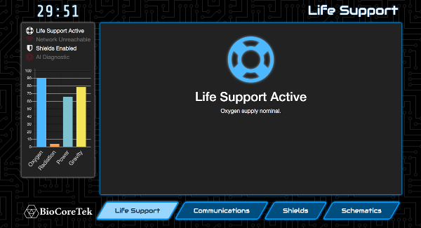 BioCoreTek 2016 App Screenshot Life Support Active