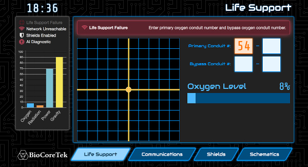 BioCoreTek 2016 App Screenshot Life Support Failing